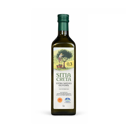 Creta Sitia Olivenöl – Extra Nativ | 0,3 % Säure | 1 Liter Glas
